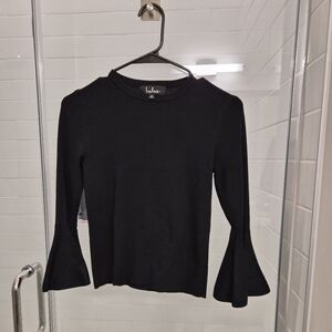 Lulu's Elegant Black Flared Sleeve Top